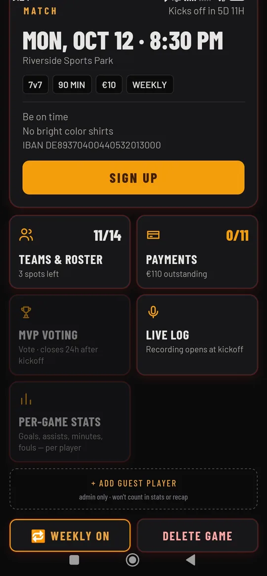 One tap to sign up